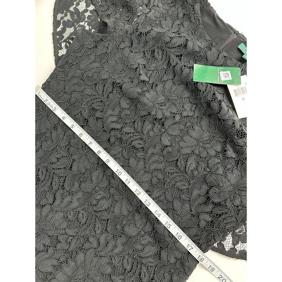 NWT Ralph Lauren LRL Size 14 Black Lace Overlay Capelet Midi Dress Cape Sheath - Picture 11 of 14